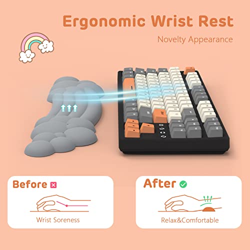 Cloud Wrist Rest Keyboard, Gray Cloud Palm Rest with PU Leather Memory Foam Cute Keyboard Rest for Wrist Support and Arm Rest, Desk Cloud Wrist Pad for PC Gaming/Hand Cushion/Computer/Office