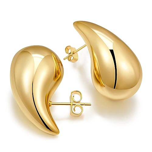 Gold Earring Dupes Chunky Gold Hoop Earrings for Women Teen Girls Trendy Hypoallergenic Stud Post Drop Earrings Jewelry