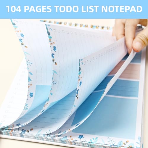 To Do List Notepad - To Do List Notebook for Work with 52 Sheets, 6.5" x 9.8" Checklist Productivity Organizer with Hourly Schedule for Task Management-Azure