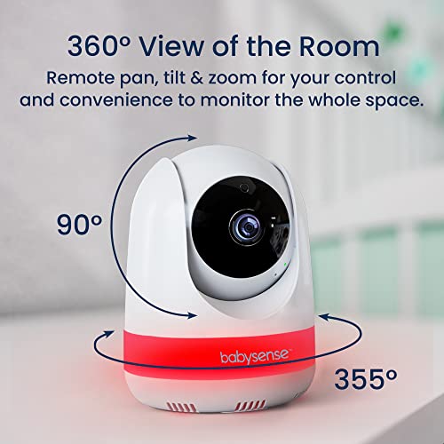 Babysense 5.5” 1080p Full HD Split-Screen Baby Monitor, Video Baby Monitor with Camera and Audio, PTZ Camera, RGB Night Light, 1000ft Range, Two-Way Audio, 4X Zoom, 5000mAh Battery