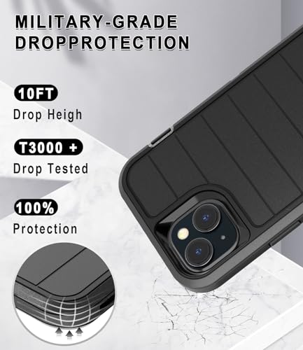 Paprose for iPhone 15 Plus Case,Heavy Duty 3-Layer[Shockproof][Dropproof][Dust-Proof] Durable Military Grade Full Body Rugged Protection Cover Case for Apple iPhone 15 Plus 5G 6.7 inch,Navy Blue