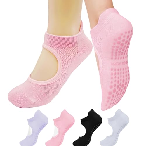 LucFoxsy Pilates Socks for Women Non Slip Hospital Socks Yoga Socks for Women Barre Sticky Socks