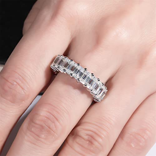 AnuClub Princess Cut Moissanite Eternity Ring 4cttw D Color VVS1 Lab Created Diamond Sterling Silver Eternity Wedding Band Ring, Christmas Gift for Women with Certificate(9)