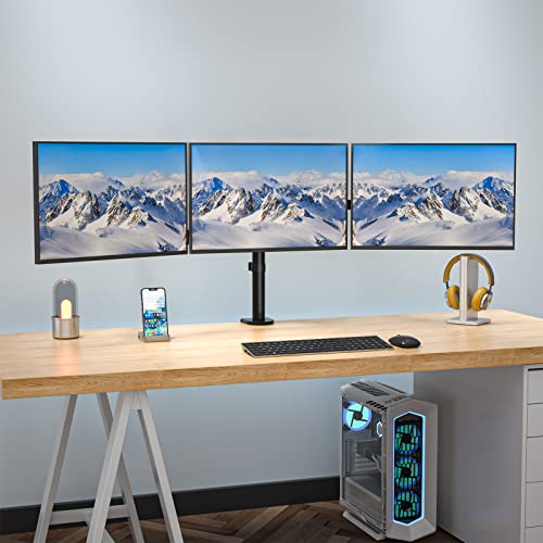 WALI Triple LCD Monitor Desk Mount Fully Adjustable Horizontal Stand Fits 3 Screens up to 27 inch, 22 lbs. Weight Capacity per Arm (M003S), Black