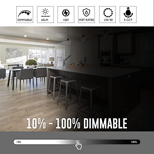 Lunabode LED 4 Inch Recessed Light Ultra- 1 Pack Thin Dimmable Ceiling Light Fixtures | 5cct LED Can Lights 2700K/3000K/3500K/4000K/5000K | Damp Rated, Retrofit Installation, ETL & UL Certified