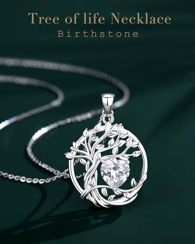 FANCIME Tree of life November Birthstone Necklace for Women Sterling Silver Tree Jewelry Natural Citrine Pendant Yellow Topaz Gemstone Anniversary Birthday Christmas Gifts for Wife Mom Her