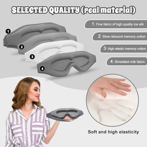 Clbxzwc 3D Advanced Eye Mask for Sleeping, Ultra Delicate Soft Skin Friendly Eye mask,100% Blackout Sleep Eye Mask for Sleep, Eyelash Extension Sleep mask, Sleeping Eye Masks for Men and Women