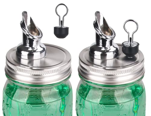 mason jar spouts.Free Flow Mason Jar Spout,mason jar for spout regular mouth size 70mmStainless steel lid, Mason Jar Pourer 2 Pack (Zinc alloy) jars not included