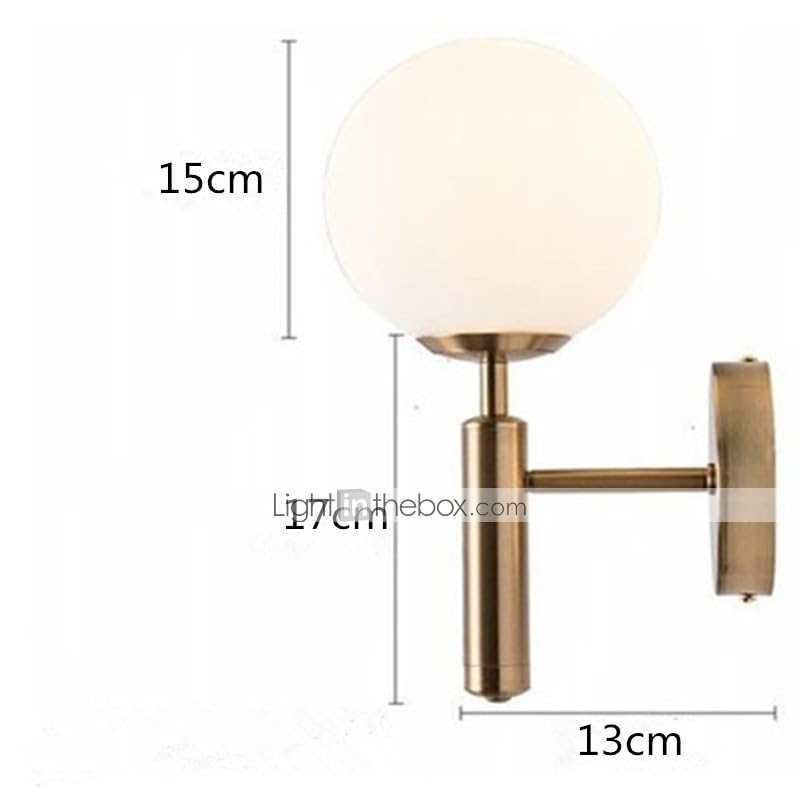 LightInTheBox Mid-Century Globe Wall Lamp Modern Glod Glass Wall Sconce Bathroom Wall Light Fixture for Bedroom Vanity Hallway Entrance