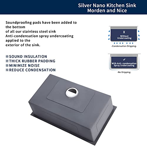 ATTOP 30 Inch Single Bowl Undermount Kitchen Sink,Nano Coating Stainless Steel Handmade Undermount Single Bowl Sink