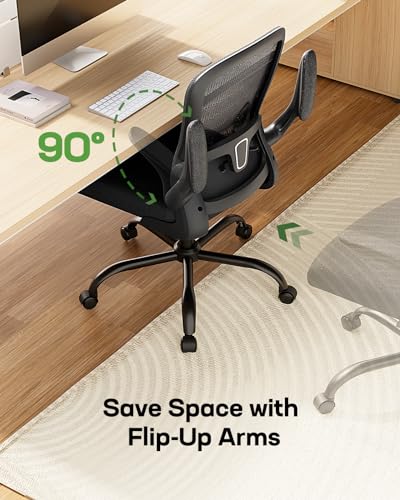 Marsail Office Chair Ergonomic-Desk Chair: Mesh Back Home Office Chair with Adjustable Lumbar Support, Computer Desk Chair with Flip-up Armrests Swivel Home Office Task Chair(Black)