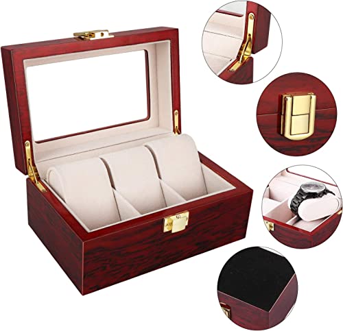 Uten 3 Slots Watch Box Storage Case Organizer Jewellery Display Wooden for Men Women