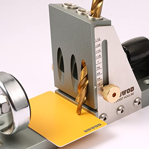 HOWOD Pocket Hole Jig Kit, Professional and Upgraded All-Metal Pocket Screw Jig. (Metal)