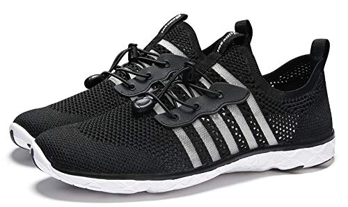 SUOKENI Men's Quick Drying Slip On Water Shoes for Beach or Water Sports Blackwhite,Size:US 7/EU 40