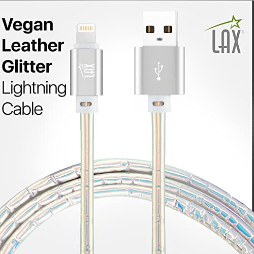 LAX Premium Stitched [Apple MFi Certified] Fast Charger iPhone Lightning Cable, iPhone Cord Compatible with iPhone 14/13 /12/11 Pro Max/XS MAX/XR/XS/X/8/7/6S/SE/iPad, iPod & More - (6FT-Chrome)