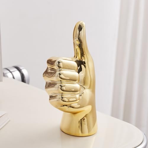 XGZY Hand Statue Office Decor: Gold Finger Gesture Sculpture Unique Great Gesture Figurines Modern Home Decor for Living Room Bedroom Shelf Table Decor Desk Decorations Collectibles