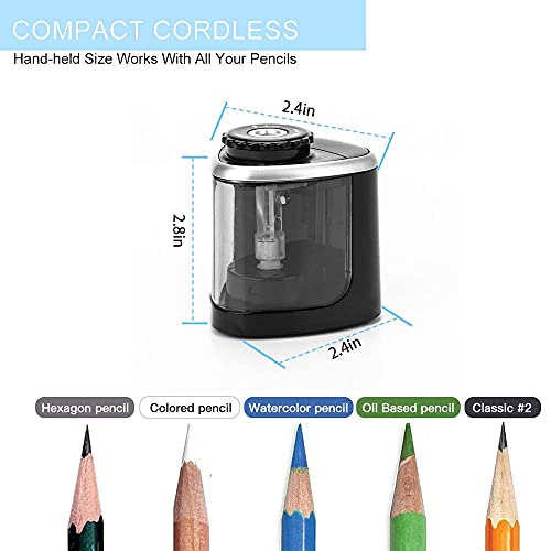 Aogwat Pencil Sharpener Electric Pencil Sharpeners, Portable Pencil Sharpener Kids, Blade to Fast Sharpen, Suitable for No.2/Colored Pencils(6-8mm)/School/Classroom/Office/Home (Black)