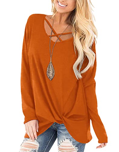 NIASHOT Womens Halloween Shirts Fall Tunic Tops for Leggings Orange L