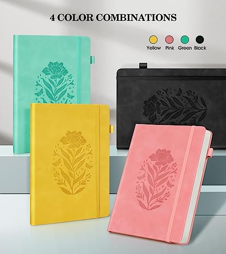 Lined Journal Notebook for Women, A5 Black Hardcover Leather Journals for Writing, 200 Pages Travel Daily Journal,Thick College Ruled Notebook for Work School, Note Taking, Business 5.75'' X 8.38''