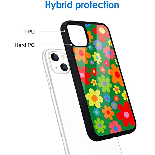 Idocolors Colorful Abstract Case for iPhone 14,Bright Geometric Protective Case Shockproof Dustproof Soft TPU Bumper Aluminum Hard Back Scratch Resistant Girly Case for iPhone 14