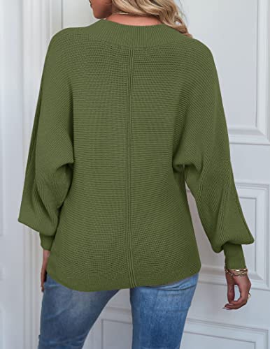 TECREW Women's Batwing Long Sleeve Crew Neck Pullover Sweater Soft Ribbed Knit Sweater Top, Navy, X-Large