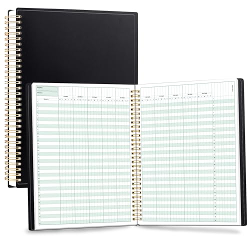 SUNEE Teacher Class Record Book for 9-10 weeks, 36 Names, 8.5x11 Inch, 102 Pages(51 Sheets), 100gsm Thick Paper, Larger Grade Recording for up to 36 Students with Water-Resistant Plastic Cover, Black