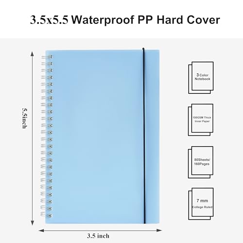 MSTONAL 3 Pack Small Spiral Notebook College Ruled, 3.5x5.5 Mini Pocket Spiral Notebooks With 7mm Lined Pages, 80 Sheets/160 Pages 100gsm Thick Paper to Stay Organized for Work School Office