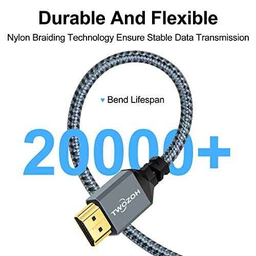 Twozoh HDMI to VGA Cable 3.3FT. Aluminum Alloy Shell Nylon Braided & Gold-Plated Support 1080P/60HZ