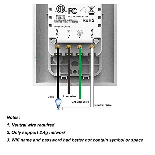 Smart Light Switch, WiFi Switch Touch Wall Switch 1 Gang, Compatible with Alexa Google Home