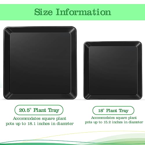 Pinkunn Large Square Plant Saucer 18 20.5 Inch Black Plastic Tray Heavy Duty Plastic Pot Plant Drip Trays Saucers for Indoors Outdoor Plant Water Dray Tray Garden Trays (3 Pcs,18 Inch)