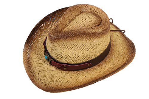 Western Outback Cowboy Hat Men's Women's Style Straw Felt Canvas (Stone Brown 3)
