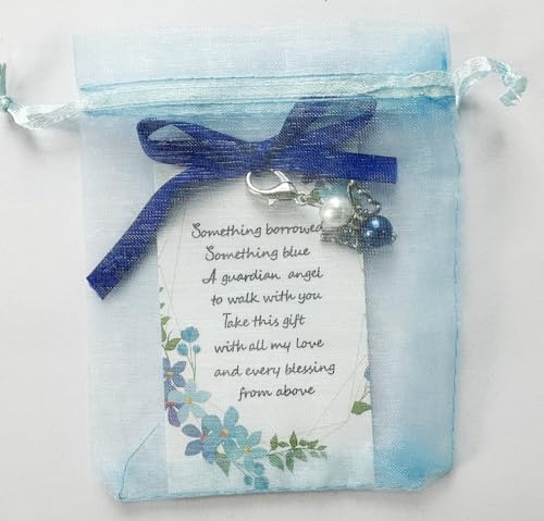 MKISHINE Something Blue for Bride to Be on Wedding Gifts Bridal Angel Bouquet Garter Charm Gift Card for Daughter on Wedding Day, from Mom Dad Grandma Sister Friends