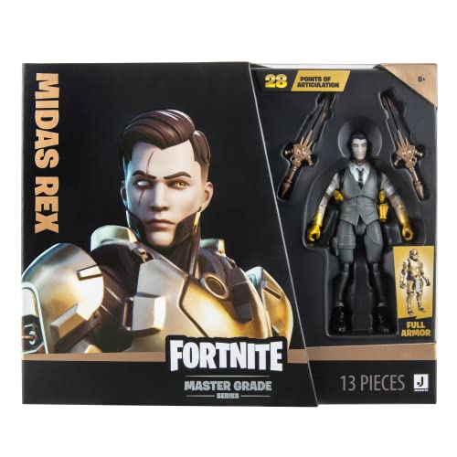 FORTNITE Midas (Master Grade) - 4-Inch Articulated Figure with Armor, Back Bling, and Harvesting Tool