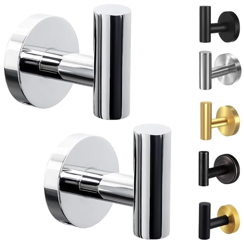 Kruodop Towel Hooks for Bathroom,6 Packs Wall Mount Towel Holder,Black Matte Wall Robe Hook,Stainless Steel Heavy Duty Door Hanger Towel Hook for Kitchen, Bedroom,Hotel,Pool,Coats