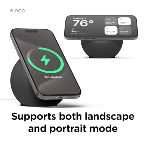 elago MS2 Charging Stand Compatible with MagSafe Charger - Premium Silicone, Compatible with iPhone 16/15/14/13/12 Series, Designed for MagSafe Stand [Black] [Charging Cable Not Included]