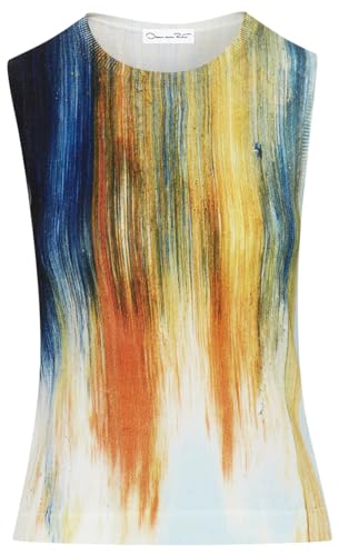 Oscar de la Renta, Abstract Brushstroke Printed Tank, Calendula Multi, L