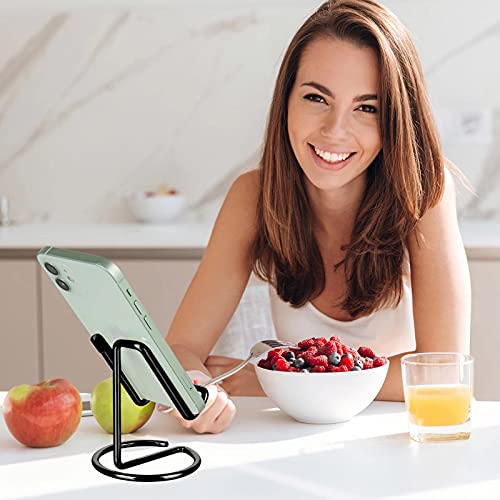 ROPOSY Cell Phone Stand for Desk, Cute Metal Black Cell Phone Stand Holder Desk Accessories, Compatible with All Mobile Phones, iPhone, Switch, iPad