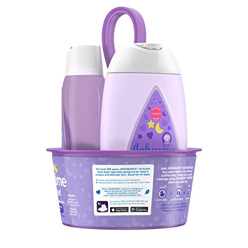 Johnson's Sleepy Time Bedtime Baby Gift Set with Relaxing NaturalCalm Aromas, Bedtime Baby Bath Shampoo, Wash & Lotion Essentials, Hypoallergenic & Paraben-Free, 4 Items