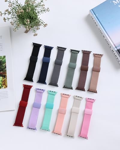 Stretchy Nylon Band Compatible with Apple Watch Band 38mm 40mm 41mm 42mm 44mm 45mm 49mm, Adjustable Elastic Magnetic Clasp Replacement Straps for Apple Watch Ultra/2 iWatch Series 9/8/7/6/5/4/3/2/1/SE