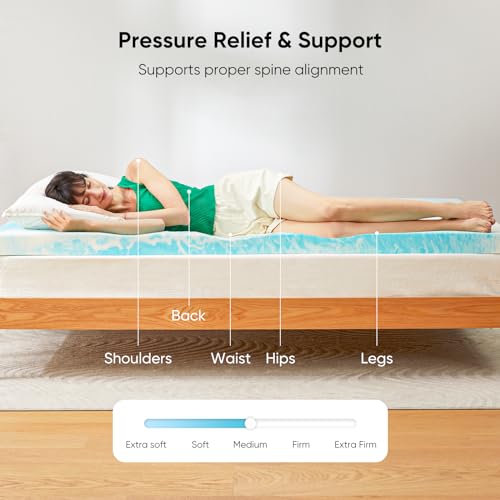 Marsail 2-inch Queen Memory Foam Mattress Topper with Lavender Scent, Gel Infused Cooling Mattress Topper, Soft Mattress Topper for Sleeper Sofa, RV, Camper, CertiPUR-US Certified
