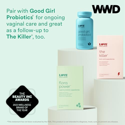 Love Wellness Vaginal Probiotic Suppositories, Flora Power | Fast-Acting Probiotic Strains & Vitamin C for Feminine Health | Supports pH Balance & Fresh Odor | Dairy-Free, Fragrance-Free & Non-GMO