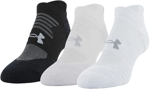 Under Armour Women's Play Up No Show Tab Socks, 3-Pairs, Black, Medium