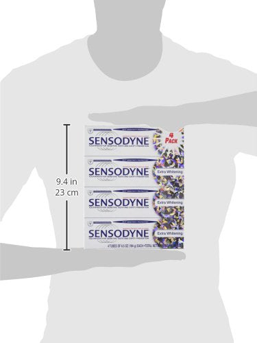 Sensodyne Extra Whitening Fluoride Toothpaste for Sensitive Teeth, 4 ct, 26 Oz