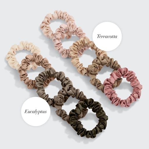 Kitsch Satin Hair Scrunchies for Women - Softer Than Silk Scrunchies for Hair | Satin Scrunchies for Girls | Satin Hair Ties for Women, Silk Hair Ties No Damage, Silk Ponytail Holders, 6pcs Eucalyptus