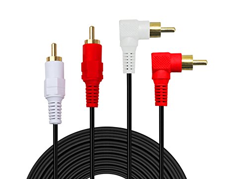 2RCA Cable, Gold Plated 90 Degree Right Angle 2-Male to 2-Male RCA Audio Cable (25FT)