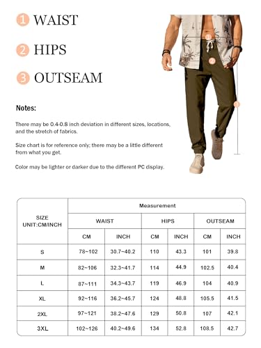 Comdecevis Men's Casual Linen Pants Lightweight Cotton Elastic Waist Drawstring Summer Beach Pants Jogger Yoga Trousers Small Army Green