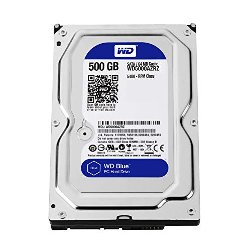 Western Digital 500GB WD Blue PC Internal Hard Drive HDD - 5400 RPM, SATA 6 Gb/s, 64 MB Cache, 3.5" - WD5000AZRZ