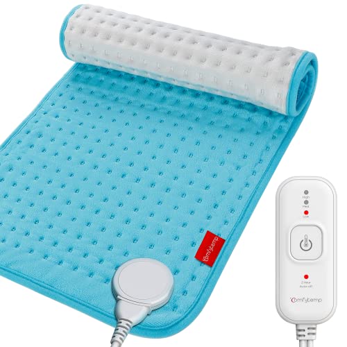 Comfytemp Heating Pad for Back Pain & Cramps Relief, FSA HSA Eligible Electric Large Heat Pad, 2H Auto Off, Birthday Gifts for Women Men Mom Dad, Heated Pad for Neck Shoulder, Washable, 12"x24", Blue