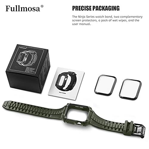 Fullmosa Watch Bands 44mm, Rugged iWatch Band Silicone with Screen Protector and Bumper Case for Men,Compatible with Apple Watch Series 6/5/4/SE 2nd Generation/SE (44mm, Red)