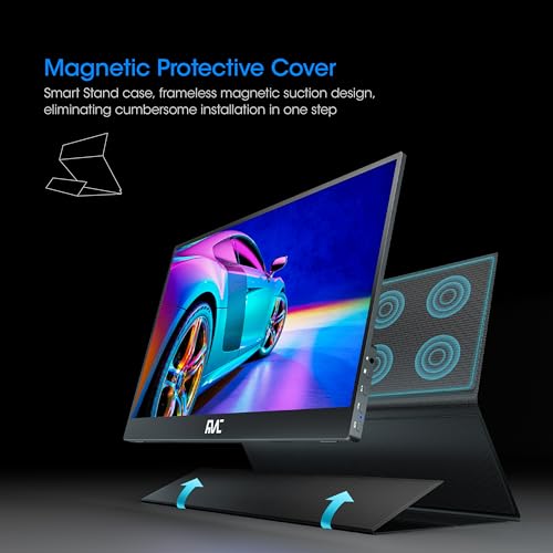 FMC Portable Monitor, 15.6" FHD 1080P Travel Monitor for Laptop, Ultra-Slim HDR IPS Computer Gaming Display, USB-C HDMI Screen Extender with Smart Cover for Laptop PC Phone Mac Xbox PS4/5 Switch